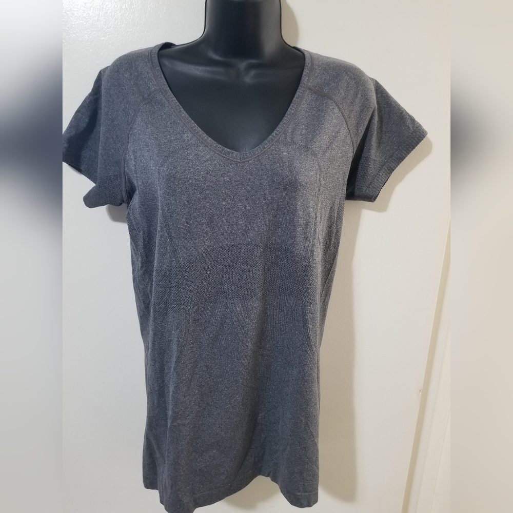 Gray V-Neck Women's Top